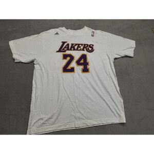 Adidas Los Angeles Lakers Kobe Bryant 24 White T Shirt Size L